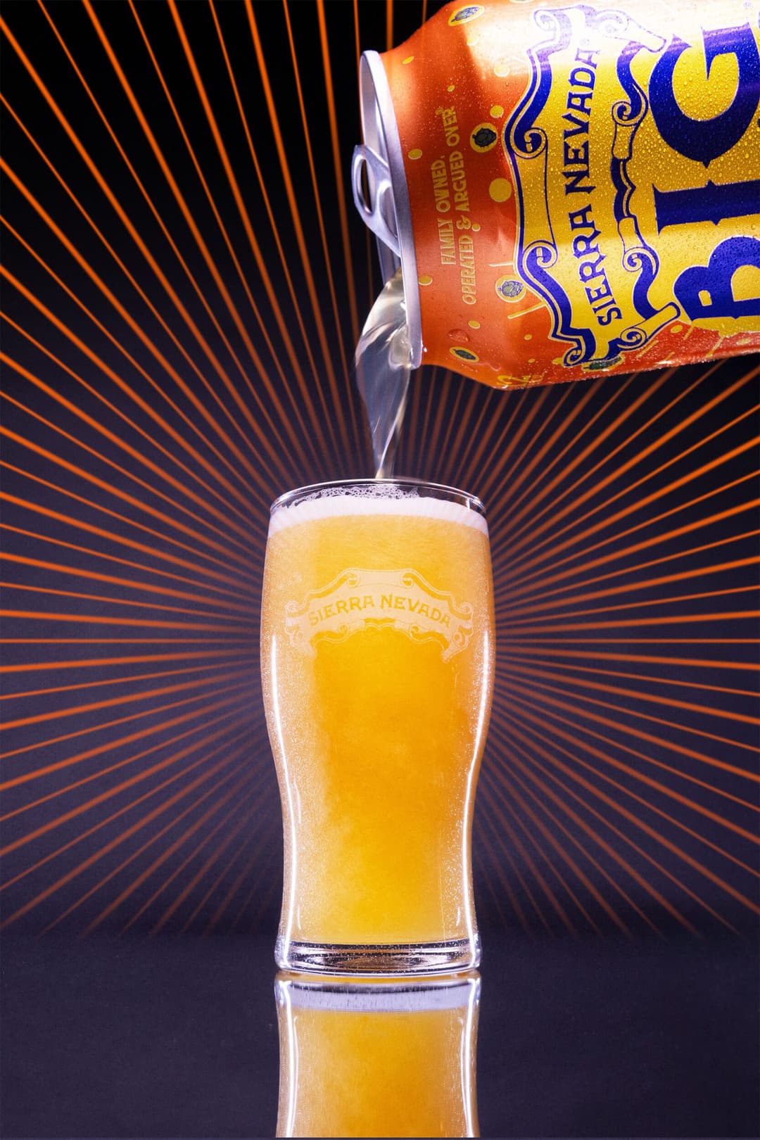 Pouring a 12-ounce can of Sierra Nevada Big Little Thing into a pint glass